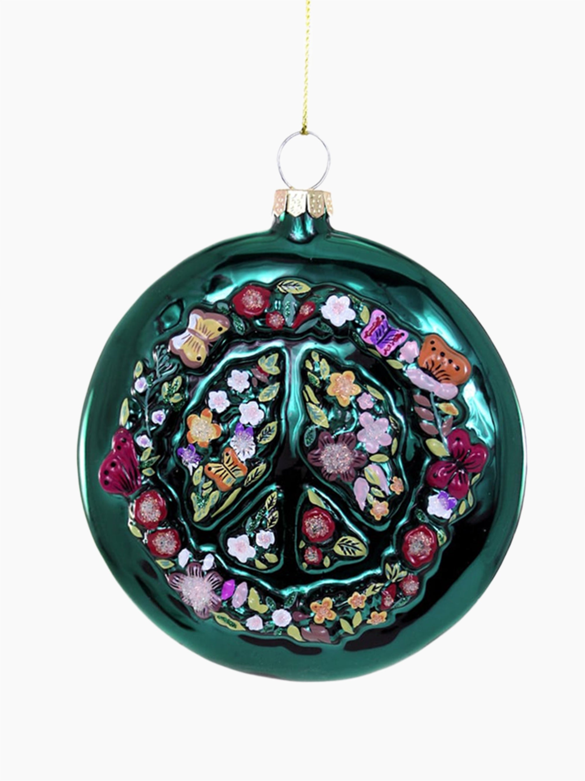 Needlepoint Christmas Peace Sign 2024 Ornament