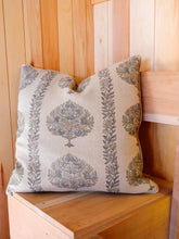 Load image into Gallery viewer, Mour Hand Block Printed Linen Pillow | Teal
