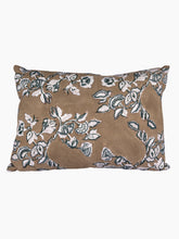 Load image into Gallery viewer, Meera Hand Block Printed Linen Pillow | Sand on White
