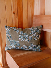 Load image into Gallery viewer, Meera Hand Block Printed Linen Pillow | Sand on White
